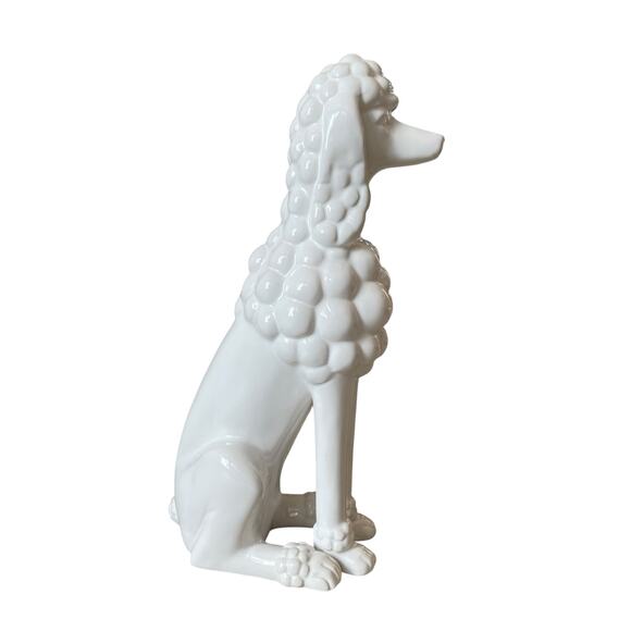 Fancy French Poodle Figurine Statue Large 17in White Ceramic Luxury Decor NEW - Picture 2 of 15